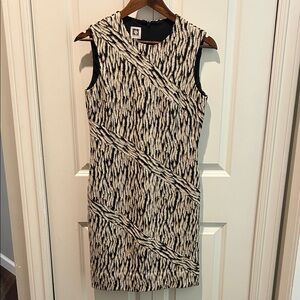 Anne Klein Animal Print Sheath Dress Gold Thread Size 4